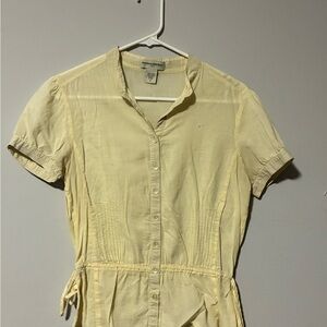 Banana Republic Pale Yellow Cotton Button-Up Dress